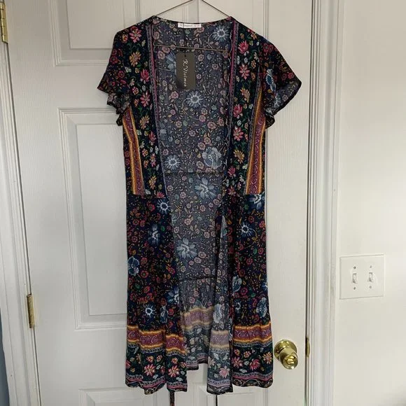 NWT Floral Multicolored R. Vivimos Wrap Midi Dress Size XS - Picture 7 of 9